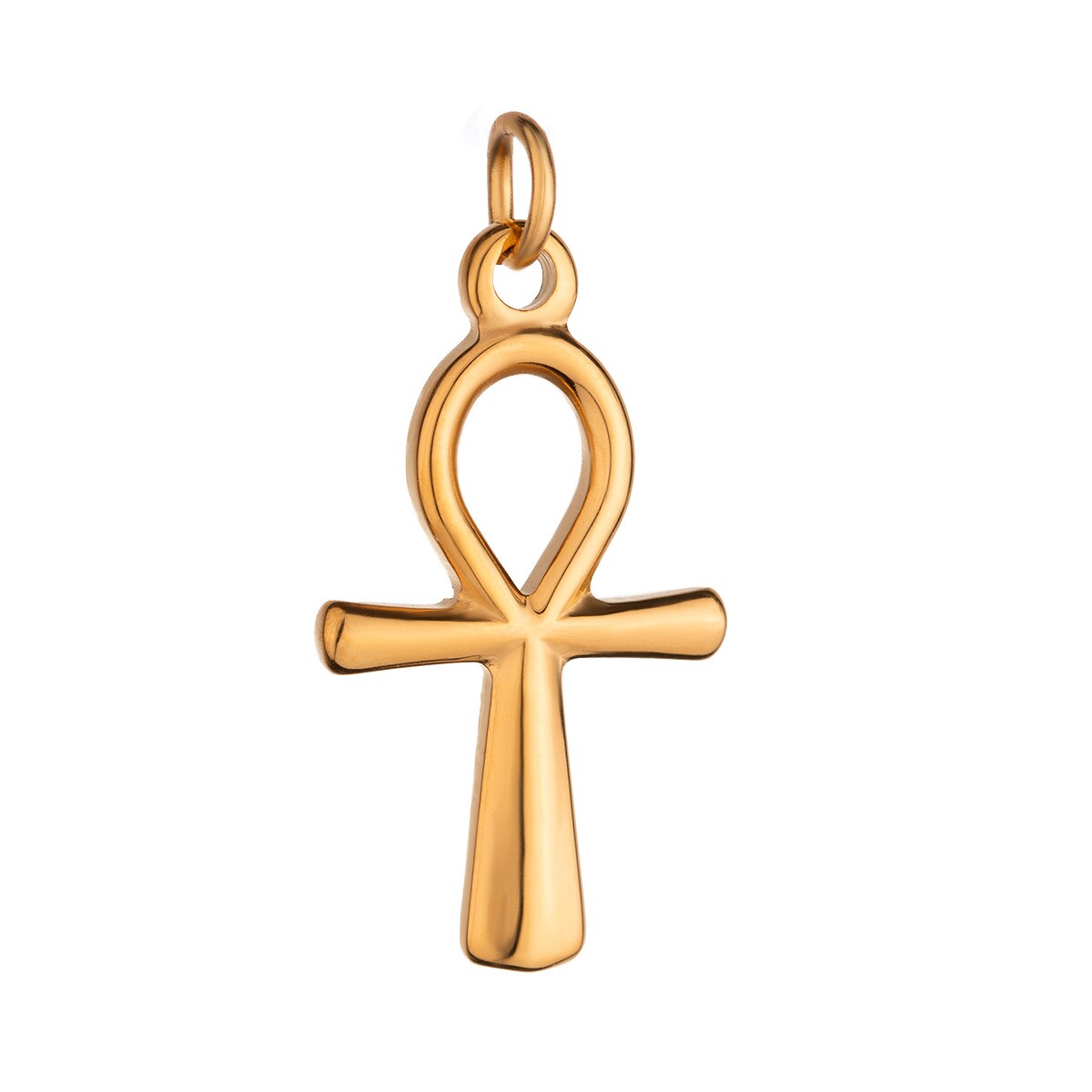 Colore oro / 1 pezzo semplice serie croce forma acciaio inossidabile placcato oro 18K colore ciondolo da donna Immagine7